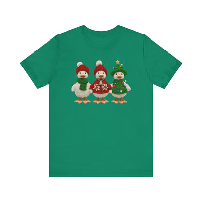 Cute Christmas Geese T-Shirt - Faux Yarn