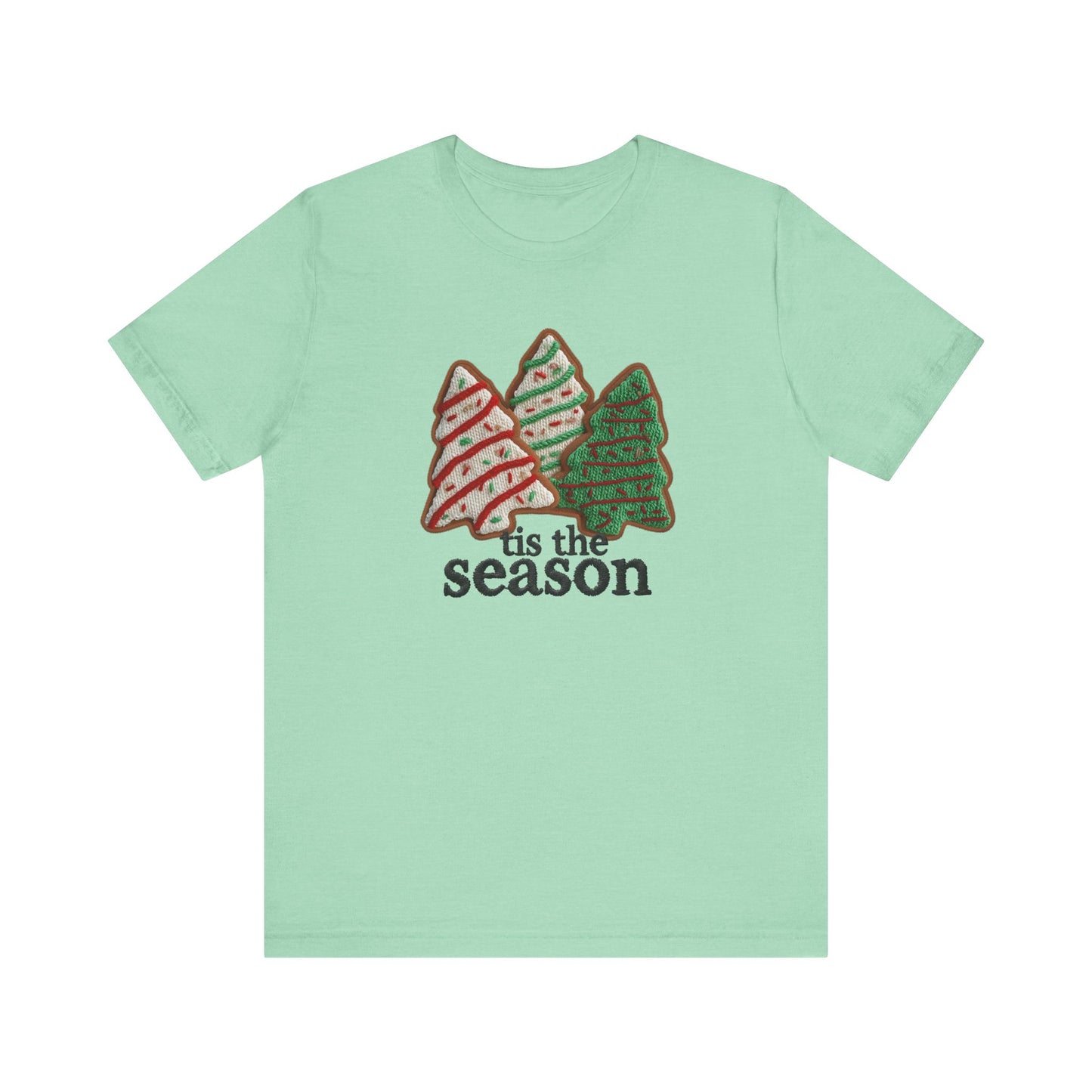 Tis the Season Christmas Tree Cookies T-Shirt - Faux Yarn
