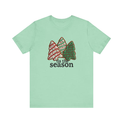 Tis the Season Christmas Tree Cookies T-Shirt - Faux Yarn