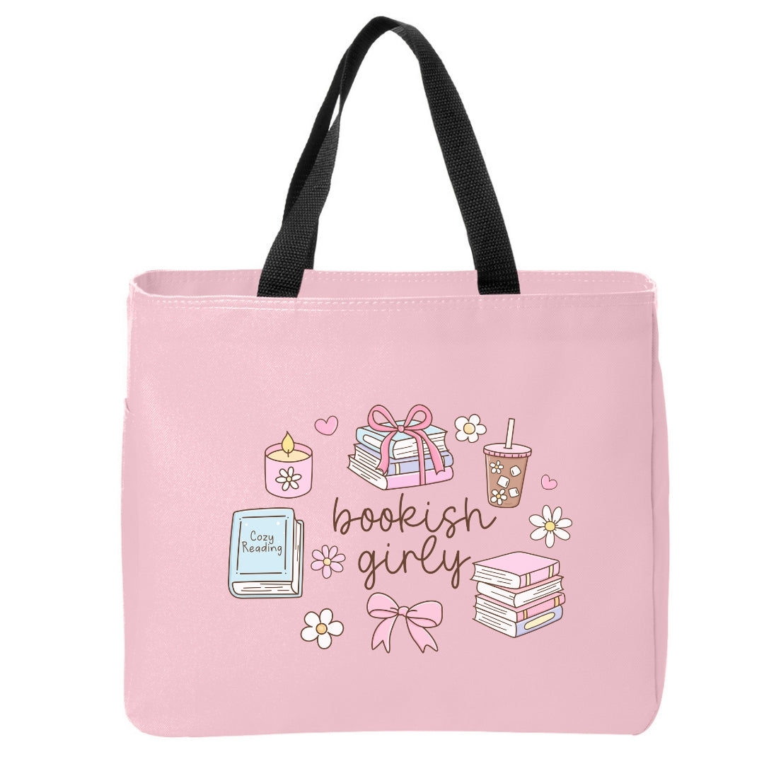 Bookish Girly Doodles Tote Bag Just So Happy