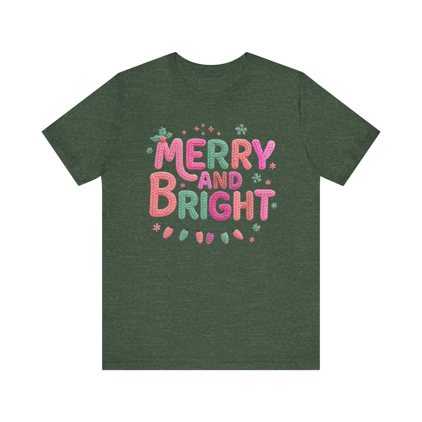Merry & Bright Christmas T-Shirt - Faux Yarn