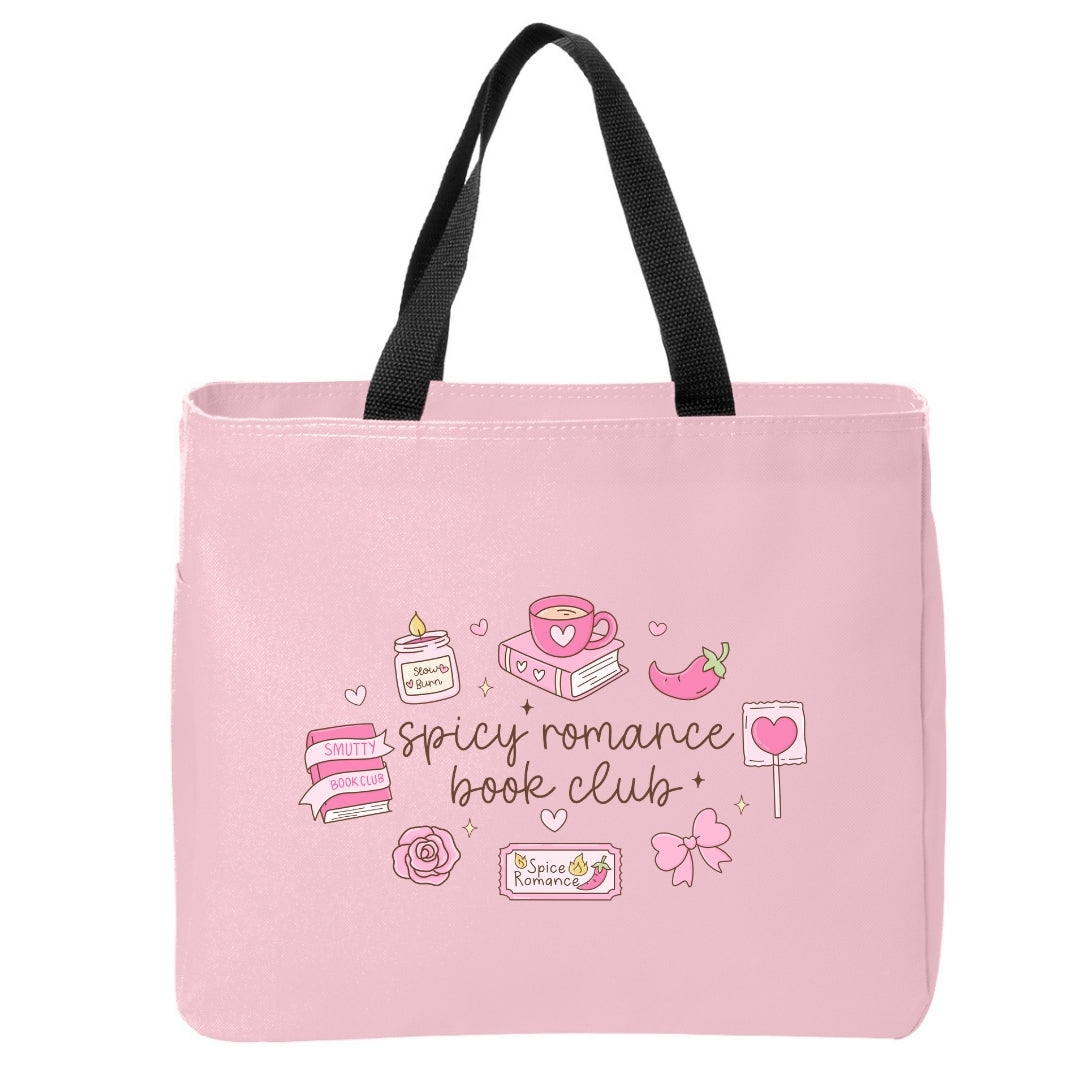 Spicy Romance Book Club Doodles Tote Bag Just So Happy