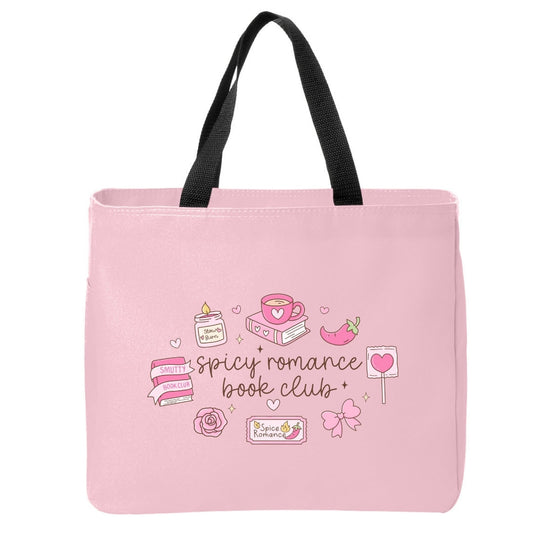 Spicy Romance Book Club Doodles Tote Bag Just So Happy