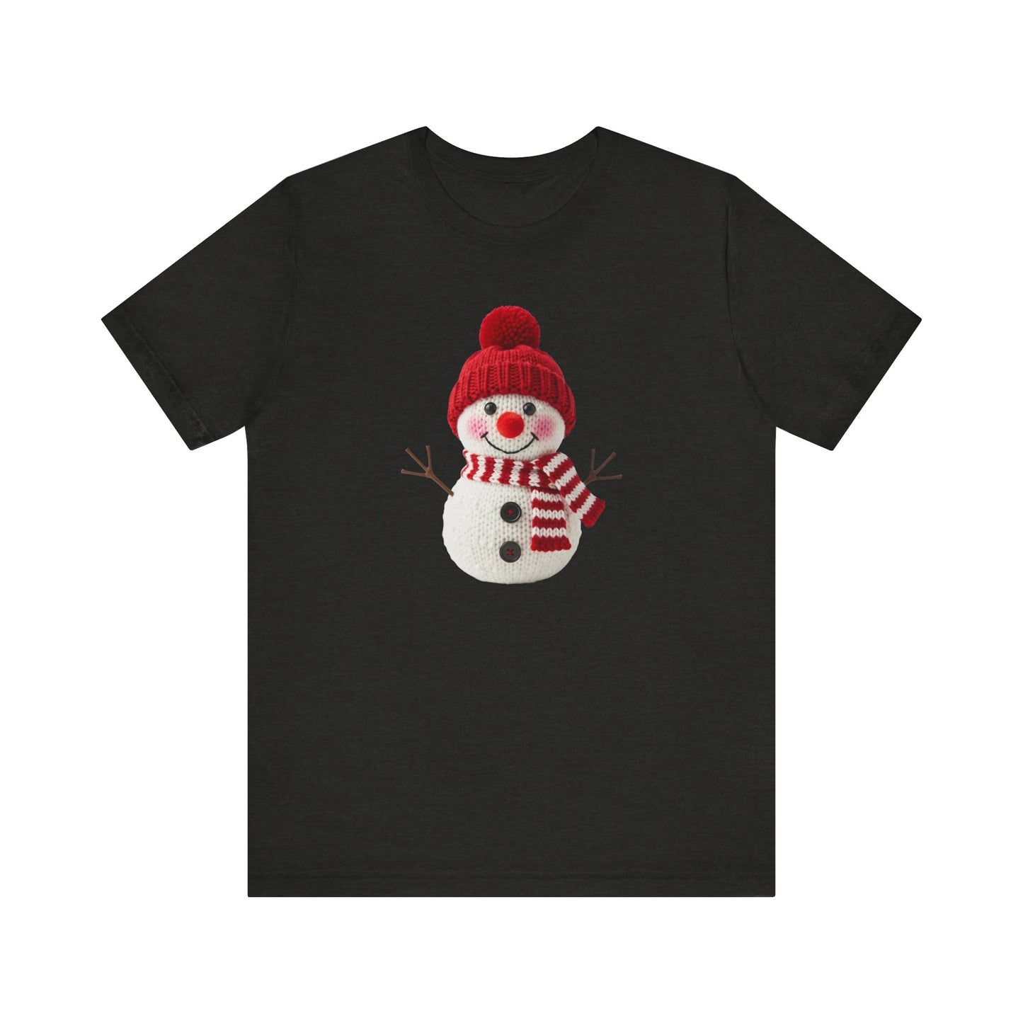 Happy Snowman Christmas T-Shirt - Faux Yarn