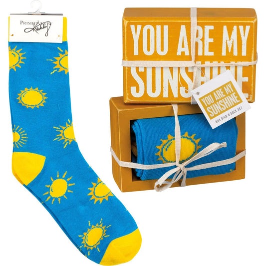 You Are My Sunshine Box Sign And Sock Set Primitives by Kathy
