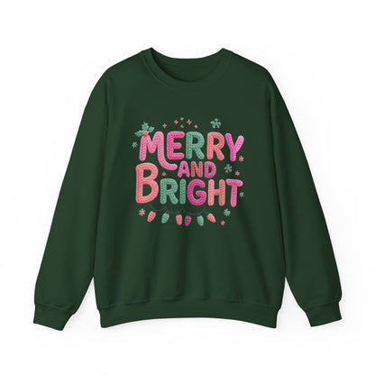 Merry & Bright Christmas Sweatshirt - Faux Yarn