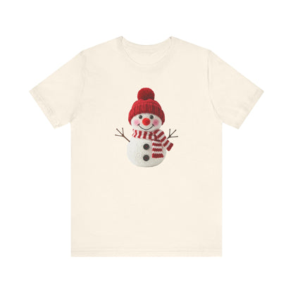 Happy Snowman Christmas T-Shirt - Faux Yarn