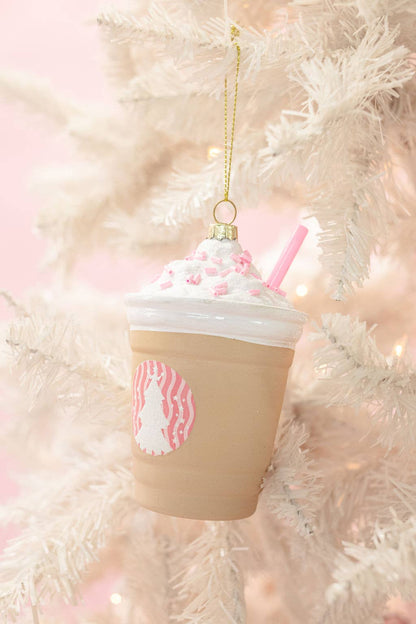 Iced Coffee Drink Pink Christmas Ornament