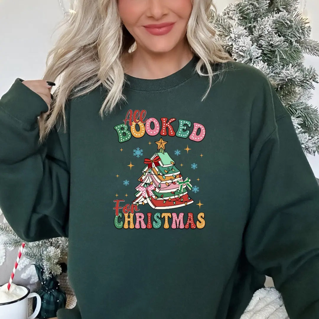 All Booked for Christmas Bookish Sweatshirt Printify