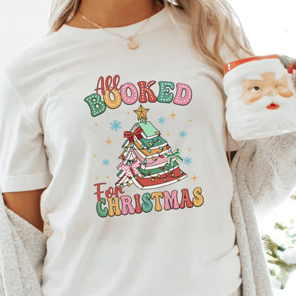 All Booked for Christmas T-Shirt Printify