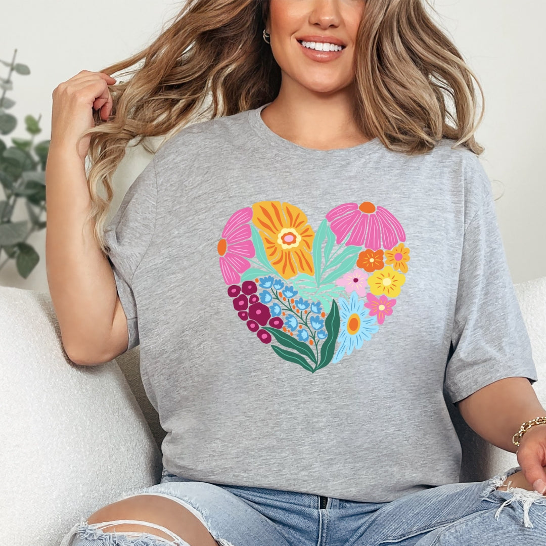 Beautiful Floral Heart T-Shirt Just So Happy