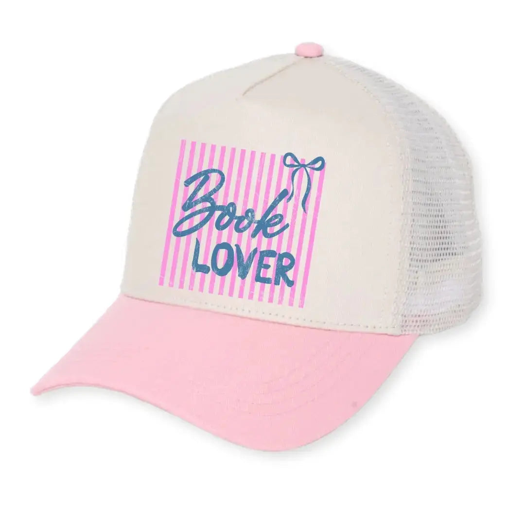 Book Lover Pink Stripes Hat