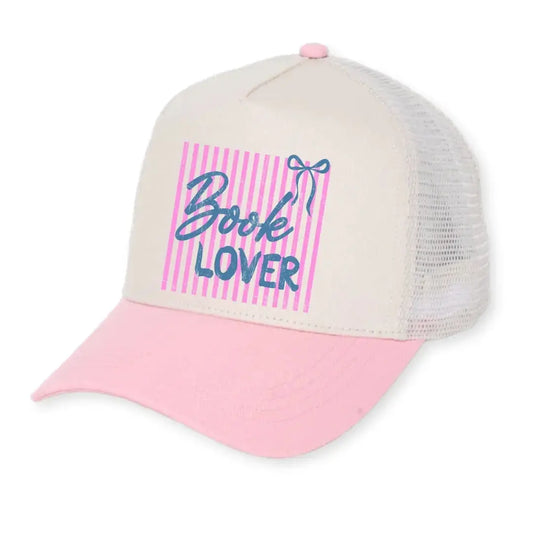 Book Lover Pink Stripes Hat