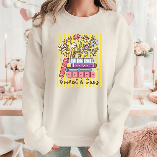 Booked & Busy Striped Bookish Sweatshirt