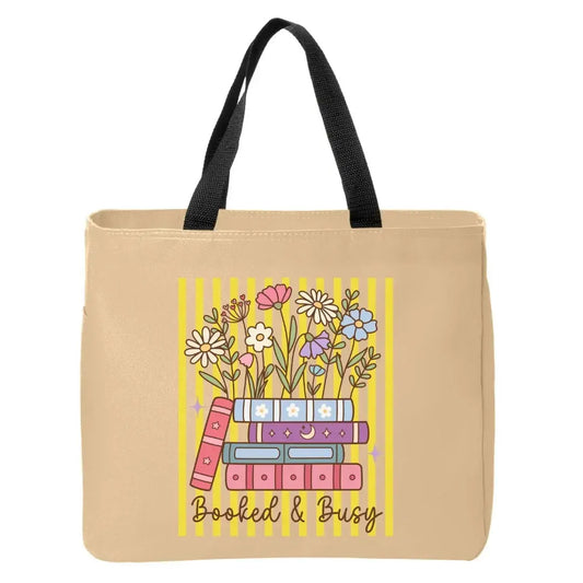 Booked & Busy Stripes Book Lovers Tote Bag