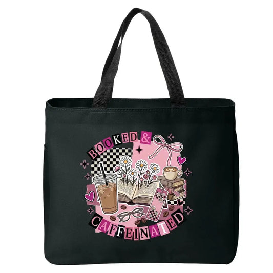 Booked & Caffeinated Tote Bag
