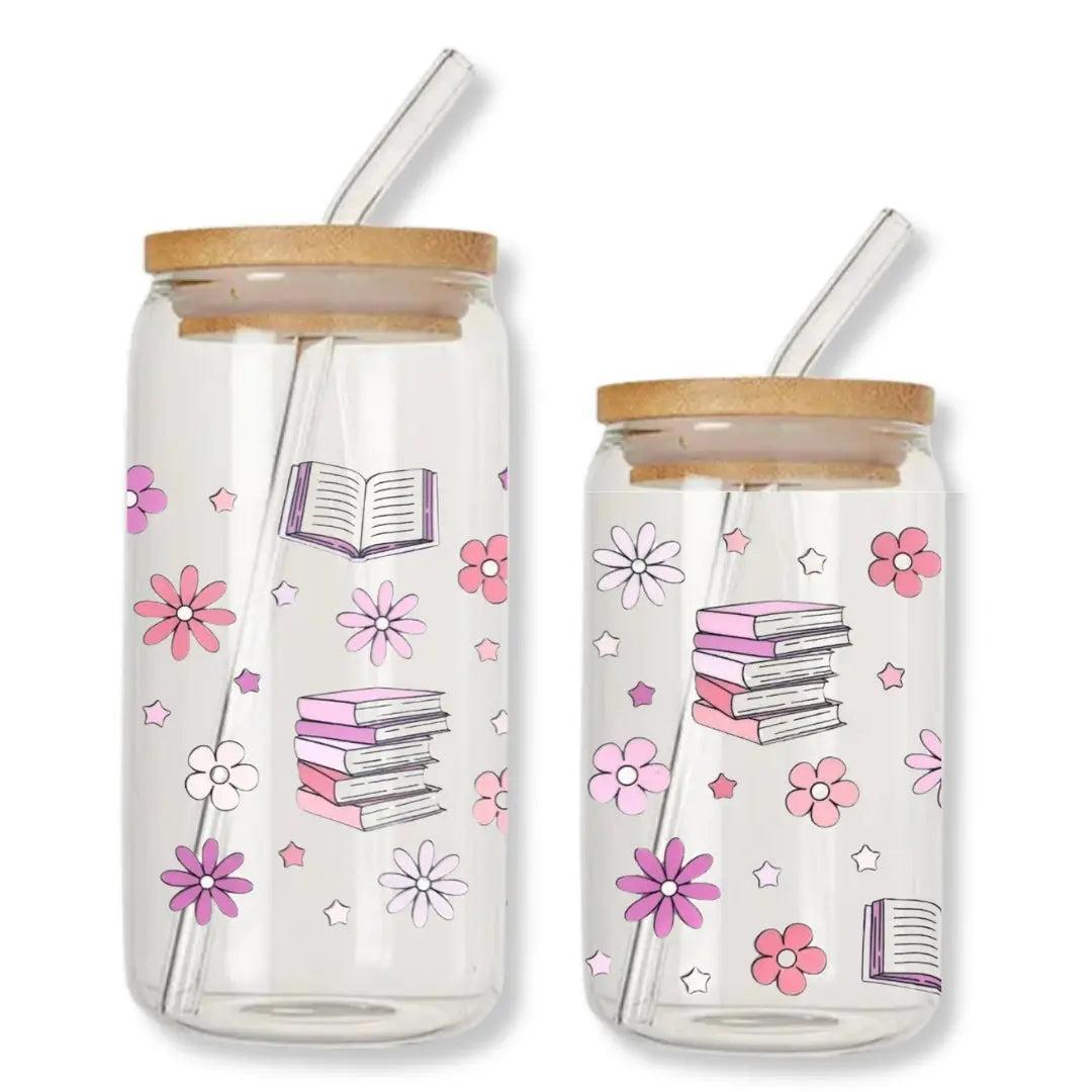 Bookish Doodles 16 oz. or 20 oz. Glass Can Cup