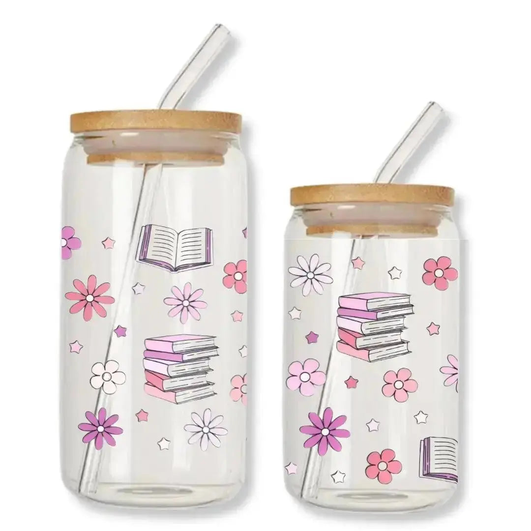 Bookish Doodles Cup 16 oz. or 20 oz. Glass Can