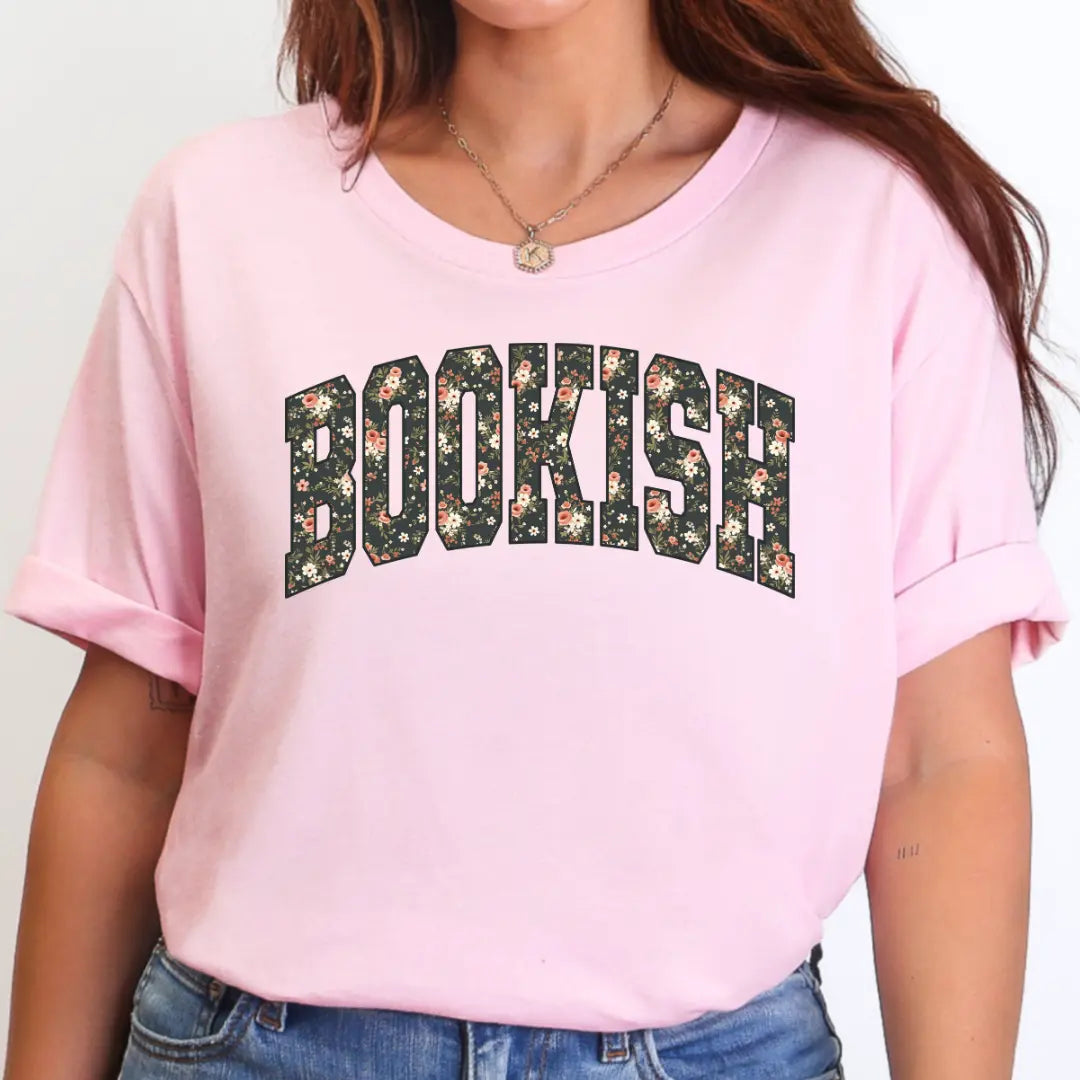 Bookish Floral College Print T-Shirt - Just So Happy