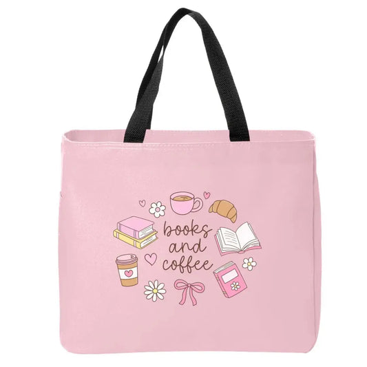 Books and Coffee Girly Doodles Tote Bag