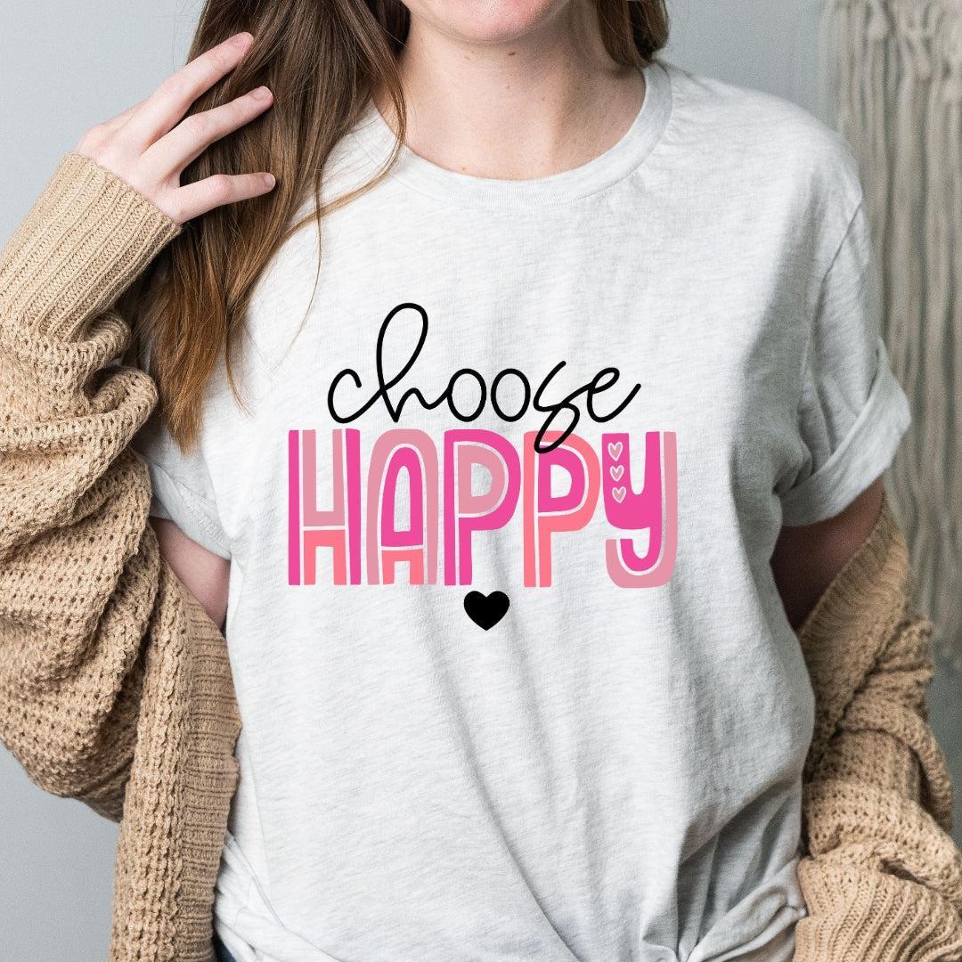 Choose Happy Retro Pink T-Shirt