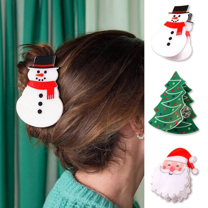 Christmas Hair Claw Clips Snowman - Christmas Tree - Santa