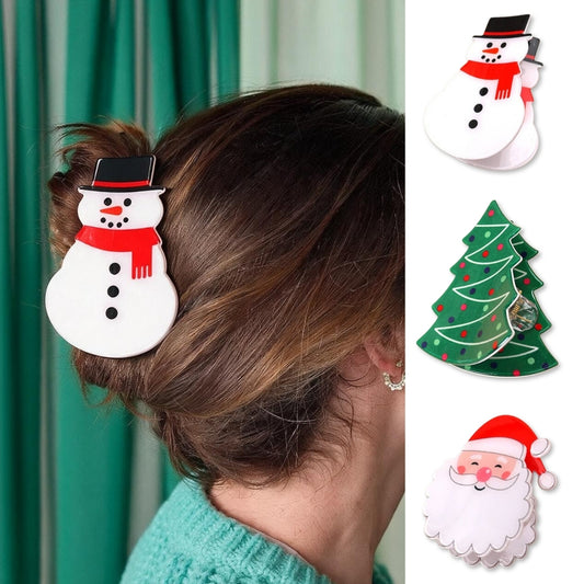 Christmas Hair Claw Clips Snowman - Christmas Tree - Santa