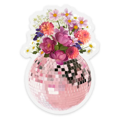 Clear Disco Ball Bouquet Sticker, 2.45x3.4in - Just So Happy