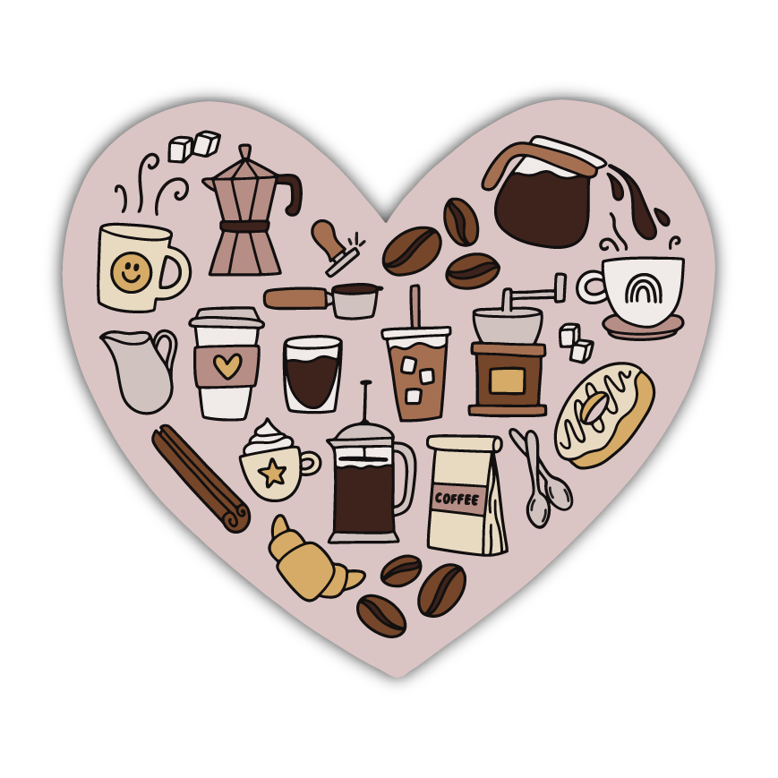 Coffee Heart Sticker Kyn You Believe It