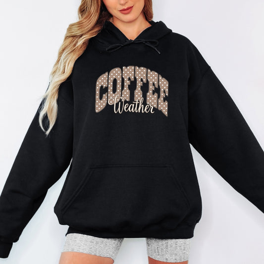 Coffee Weather - Black Hoodie Hooded Sweatshirt