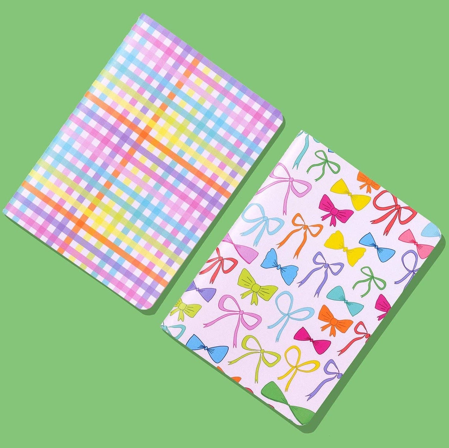 Colorful Bows & Gingham Notebook Set - 2 Pc Set