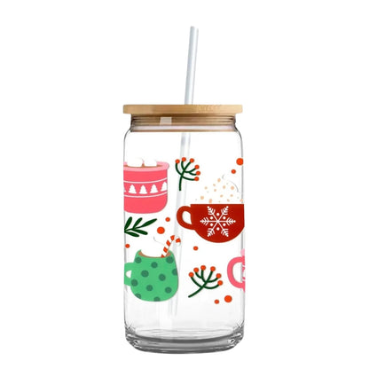 Holiday Cozy Cocoa 16 oz. or 20 oz. Glass Can Cup
