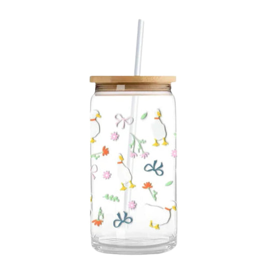 Goose, Ducks & Bows 16 oz. or 20 oz. Glass Can Cup