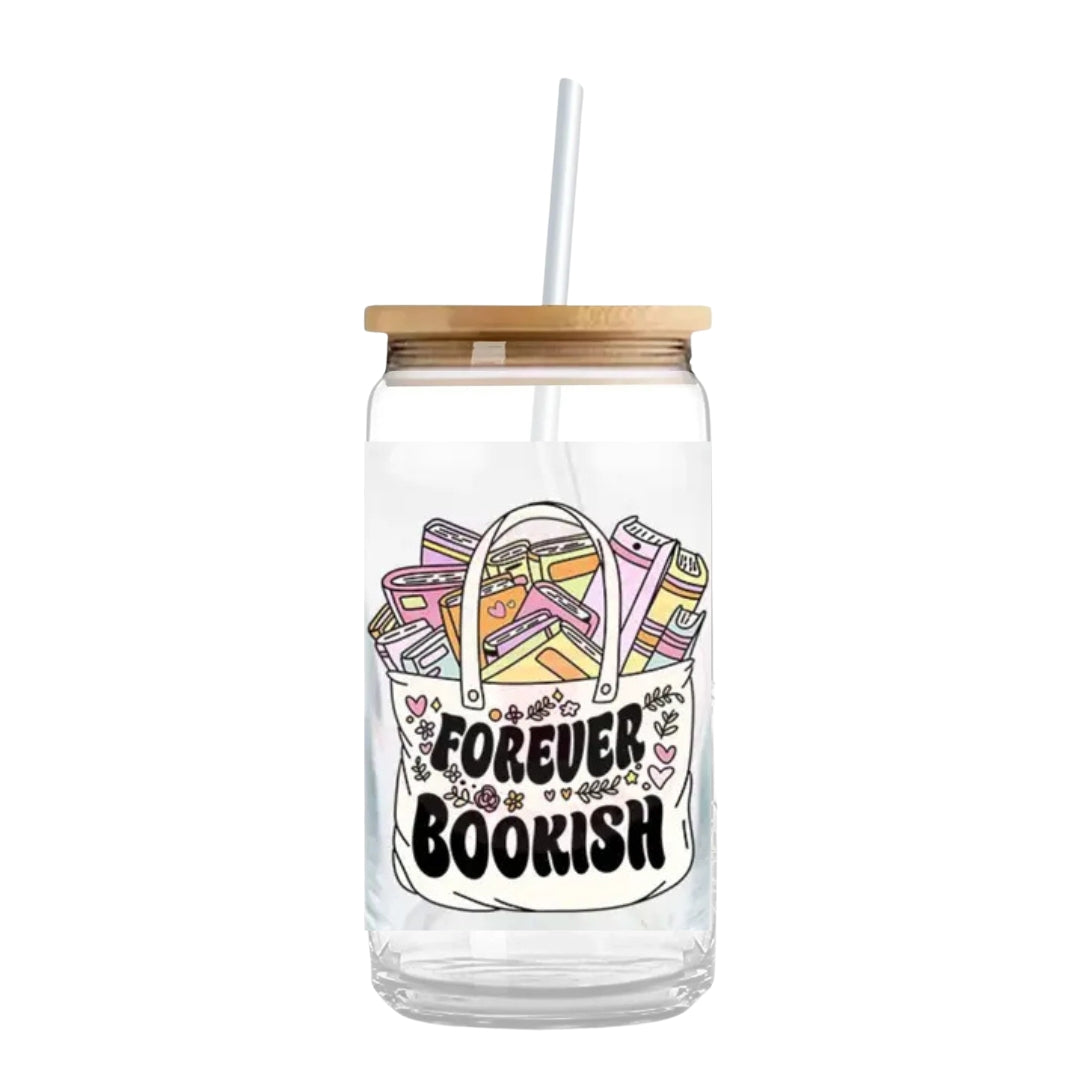 Forever Bookish 16 oz. or 20 oz. Glass Can Cup