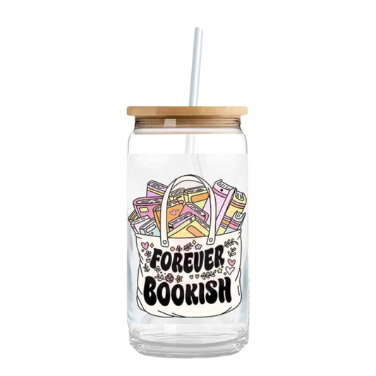Forever Bookish 16 oz. or 20 oz. Glass Can Cup