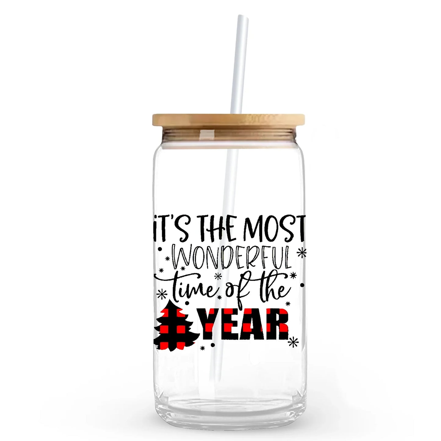 Most Wonderful Time of the Year 16 oz. or 20 oz. Glass Can Cup