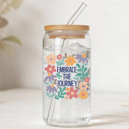 Embrace the Journey 16 oz. or 20 oz. Glass Can Cup