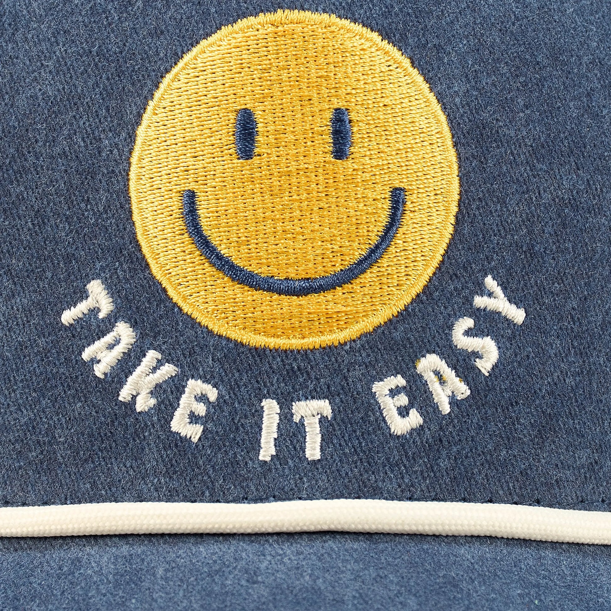 Embroidered Take It Easy Smiley Face Trucker Hat
