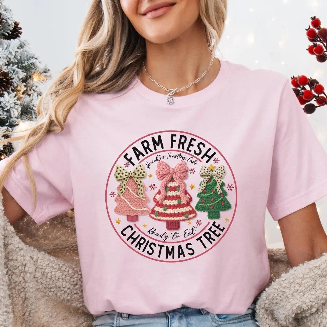 Farm Fresh Christmas Trees T-Shirt - Faux Yarn