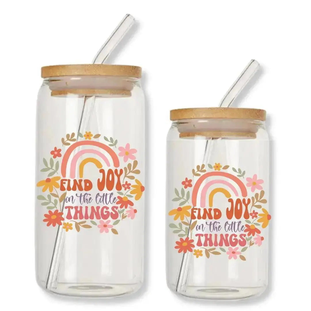 Find Joy in the Little Things Cup 16 oz. or 20 oz. Glass Can