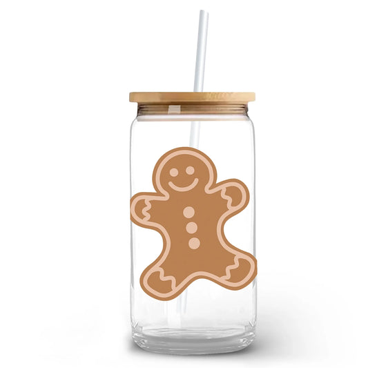 Gingerbread Man 16 oz. or 20 oz. Glass Can Cup