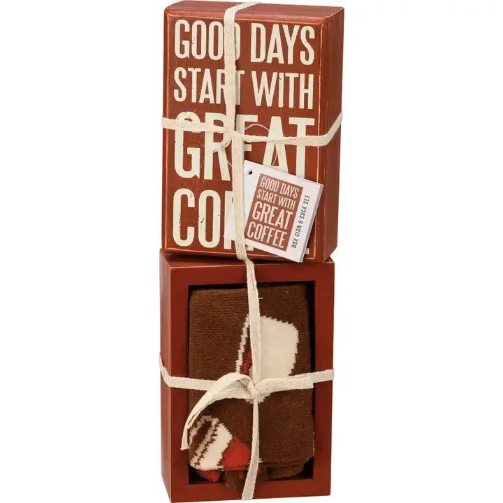 Good Days Start with Great Coffee Box Sign and Sock Set