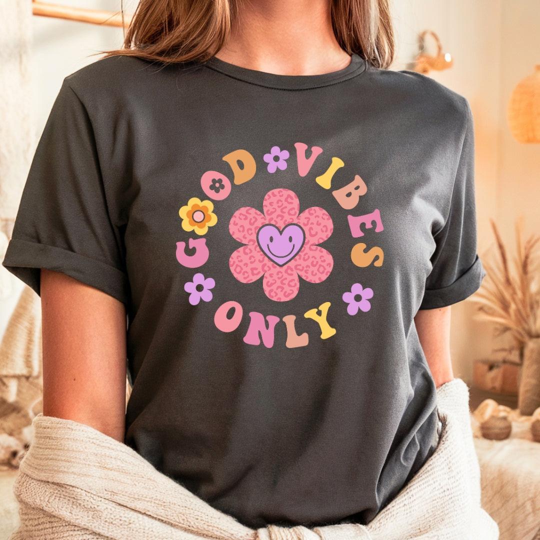 Good Vibes Only Smile Face Daisy T-Shirt