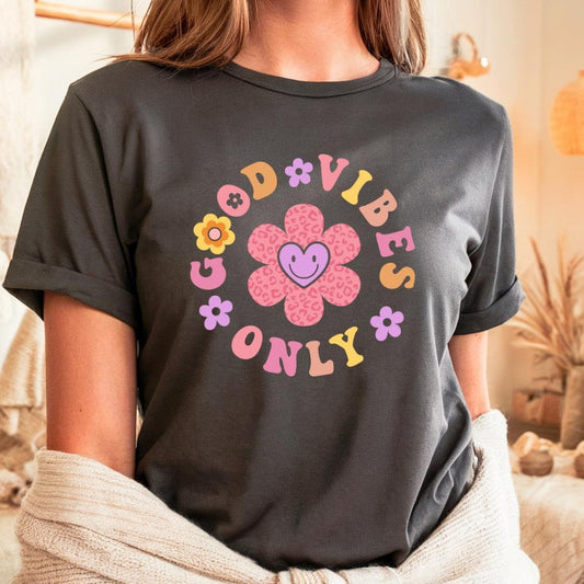 Good Vibes Only Smile Face Daisy T-Shirt