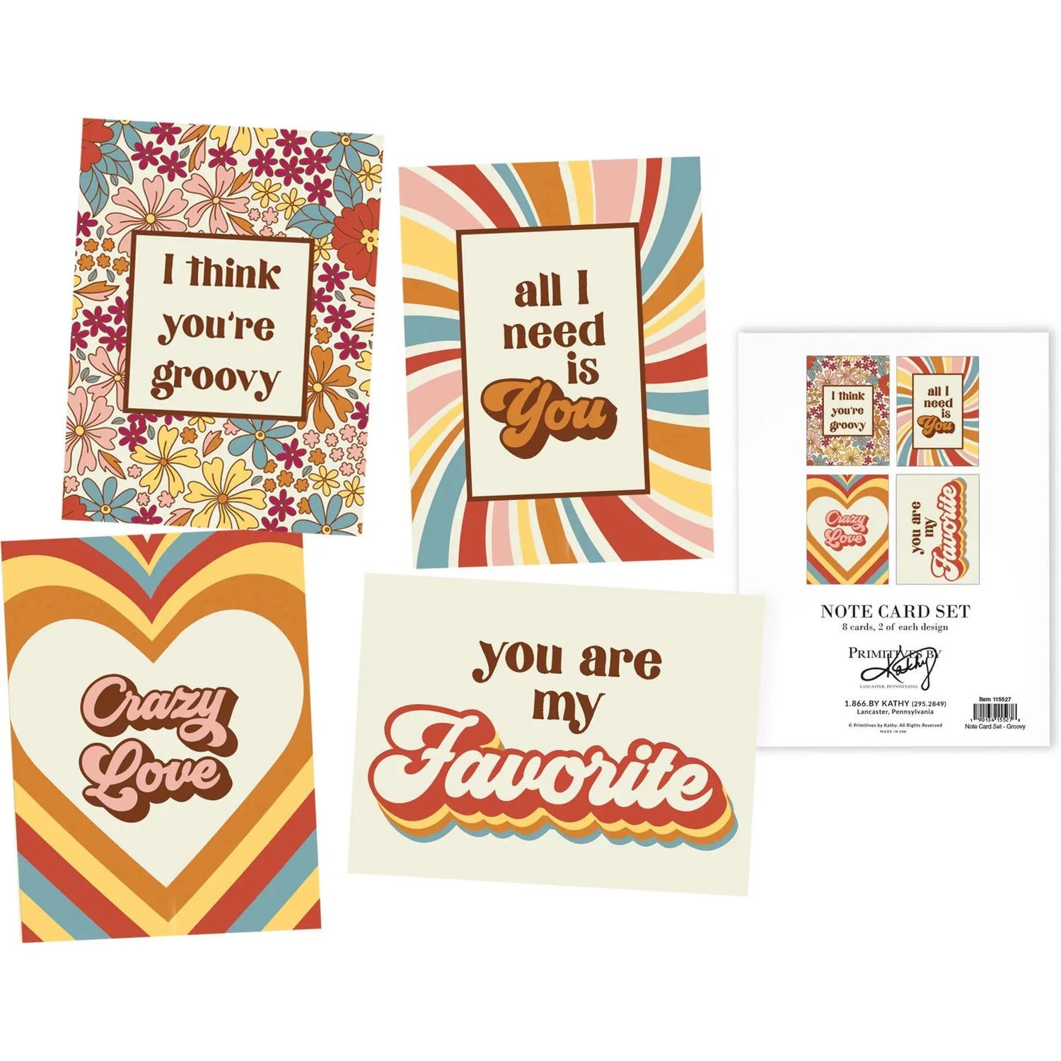 Groovy Note Card Set - Just So Happy