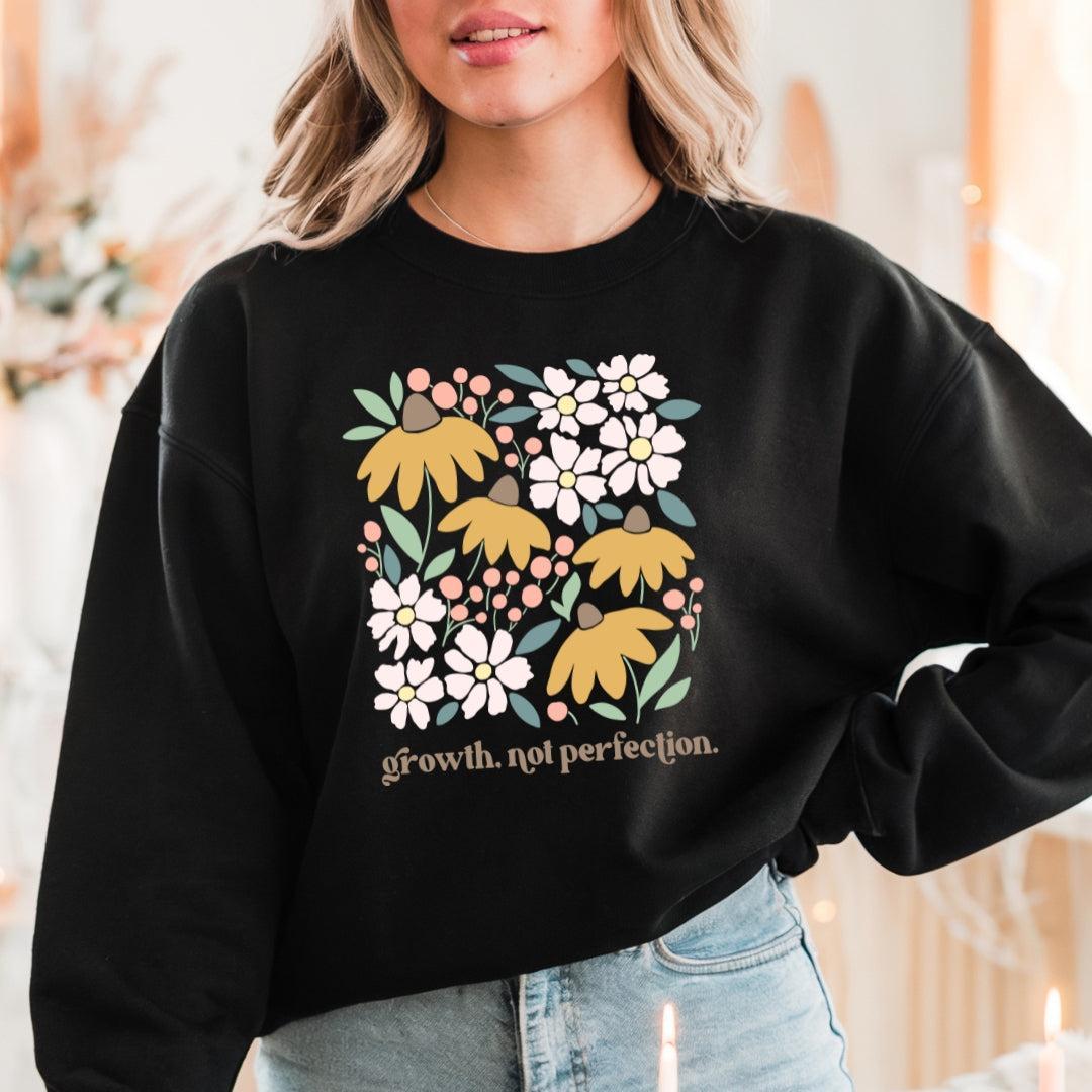 Growth Not Perfection Floral Crewneck Sweatshirt