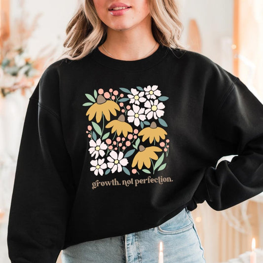 Growth Not Perfection Floral Crewneck Sweatshirt