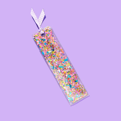 Happy Confetti + Purple Gingham Ribbon Bookmark