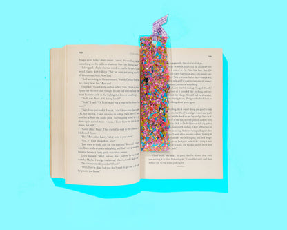 Happy Confetti + Purple Gingham Ribbon Bookmark Taylor Elliott Designs