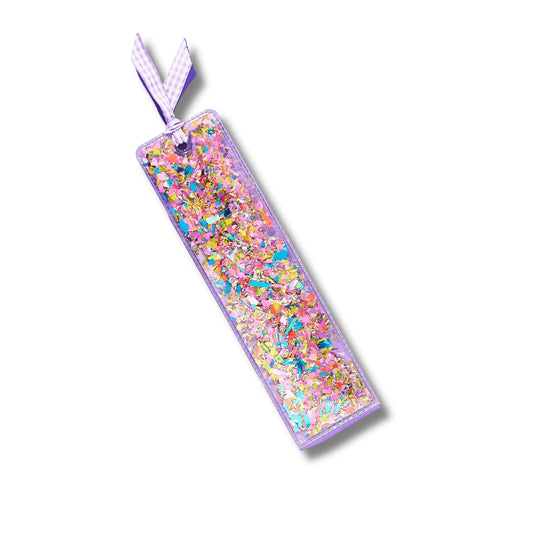Happy Confetti + Purple Gingham Ribbon Bookmark Taylor Elliott Designs